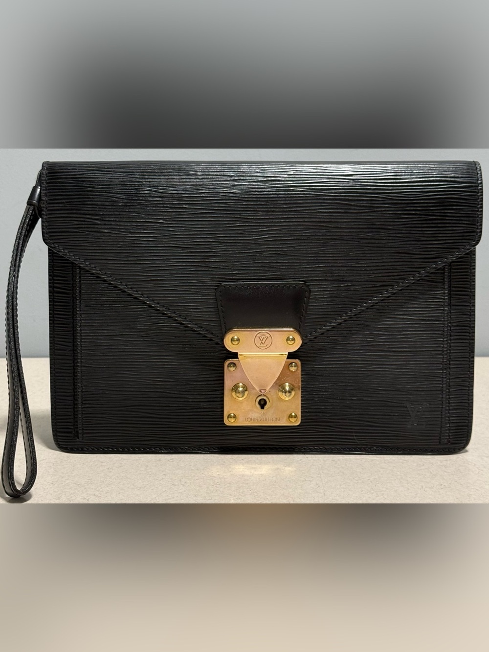Louis Vuitton Vintage Pochette Sellier Dragonne Clutch Black Epi Leather